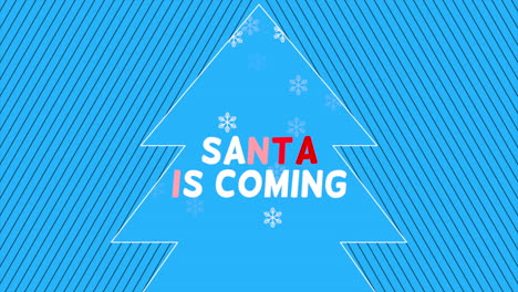 Santa-Viene-Con-árbol-De-Navidad-Y-Copos-De-Nieve-Sobre-Fondo-Azul