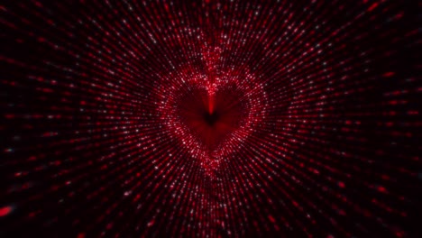 abstract red particle heart shaped tunnel background loop