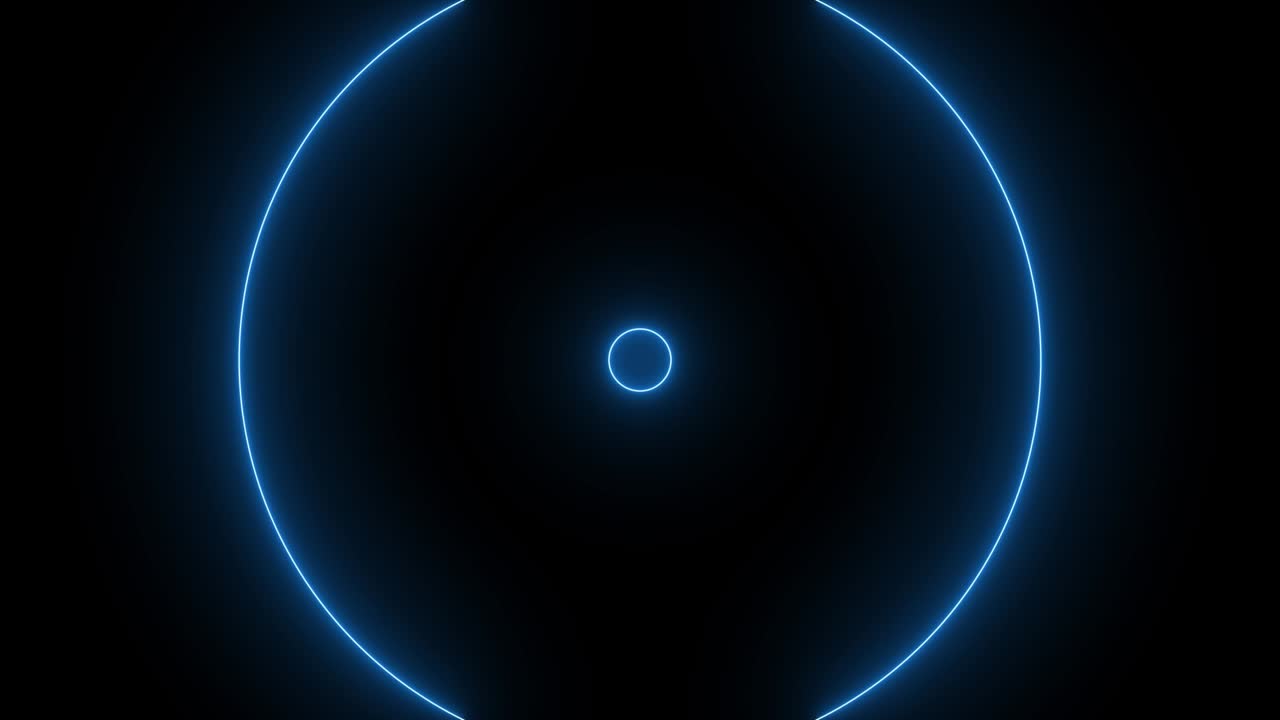 bucle de efecto de superposición de ondas de energía de luz de círculo amplio azul