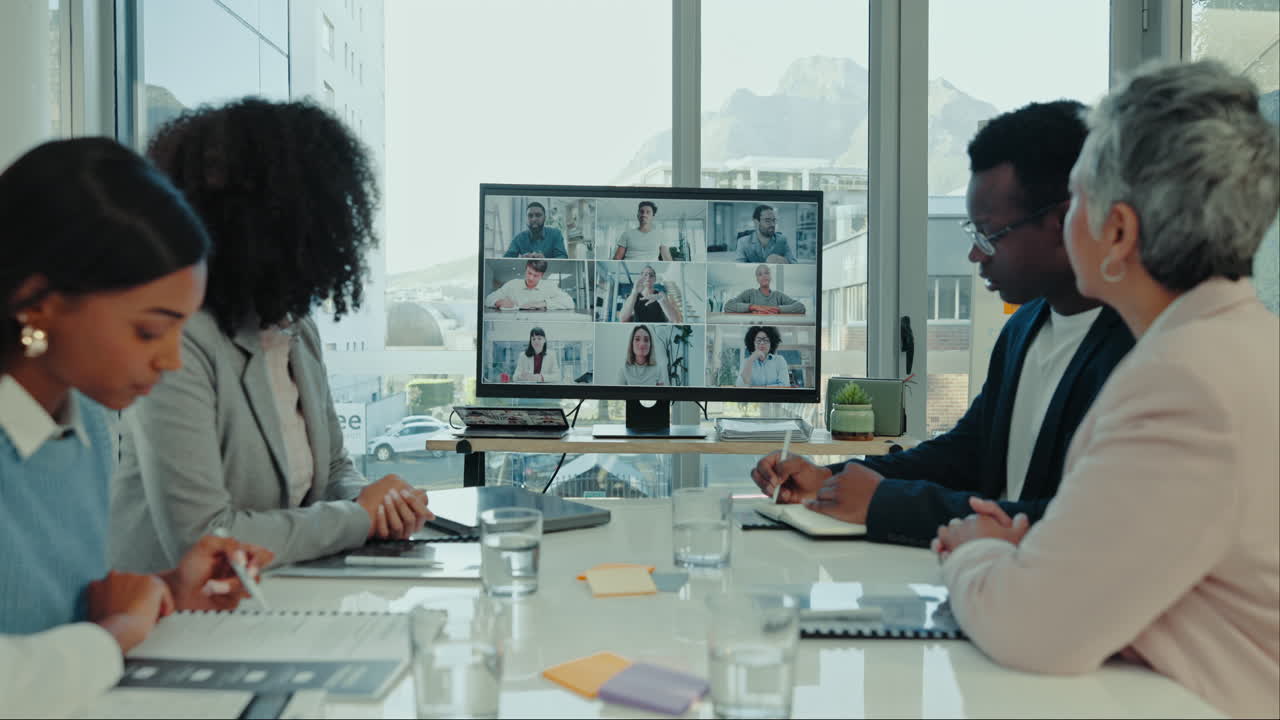 Video call, meeting and network of business people