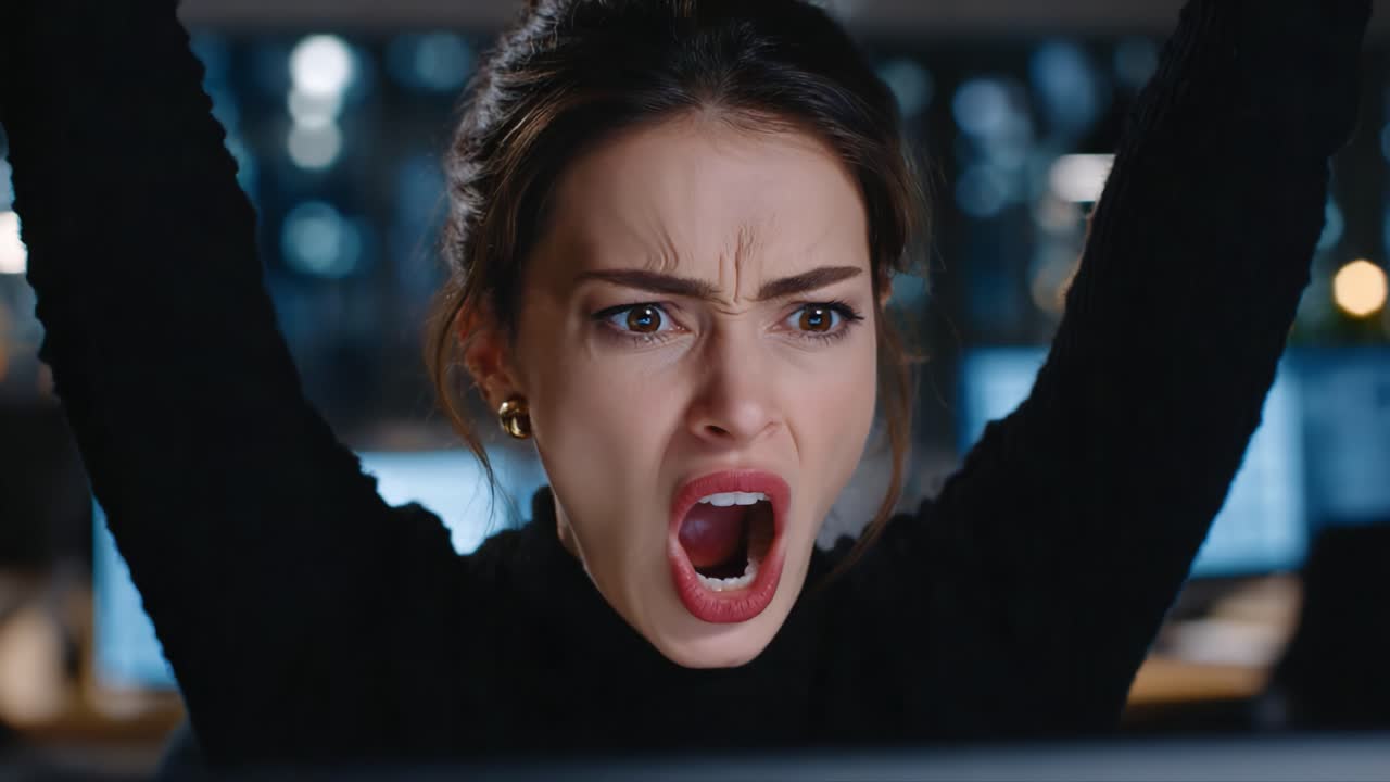 A Dramatic Emotional Transformation: Witness the Journey from Anger to Joy in Two Distinct Frames Showcasing a Powerful Reaction to Success