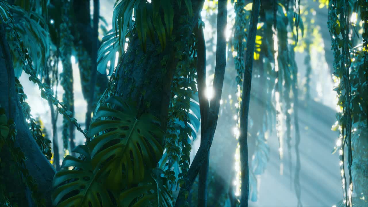 selva tropical profunda en la niebla