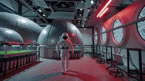 astronaut in a lunar space farm