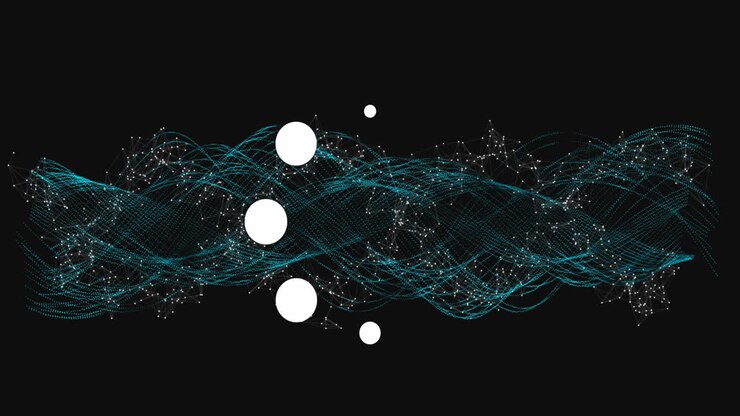Animation of data loading ring over network of connections