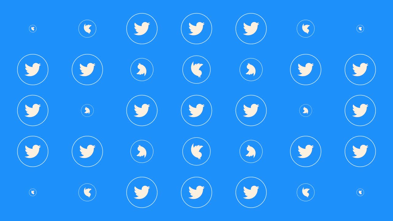 Social Twitter icons on network background