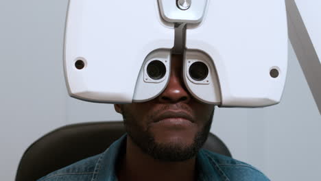 man doing eye test