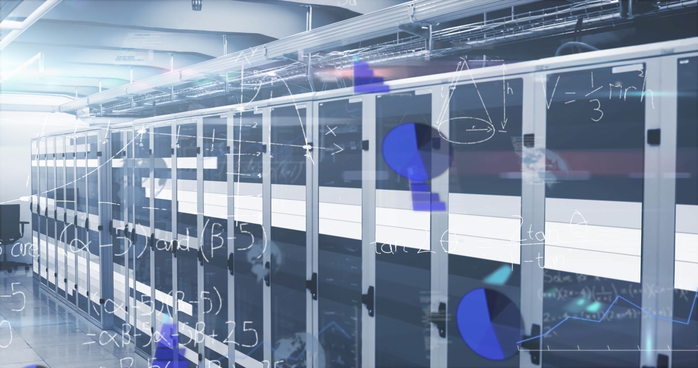 Animation of data processing over server room