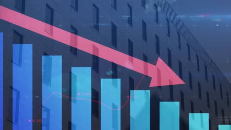 procesamiento de datos estadísticos a través de la red de red contra edificios altos en el fondo