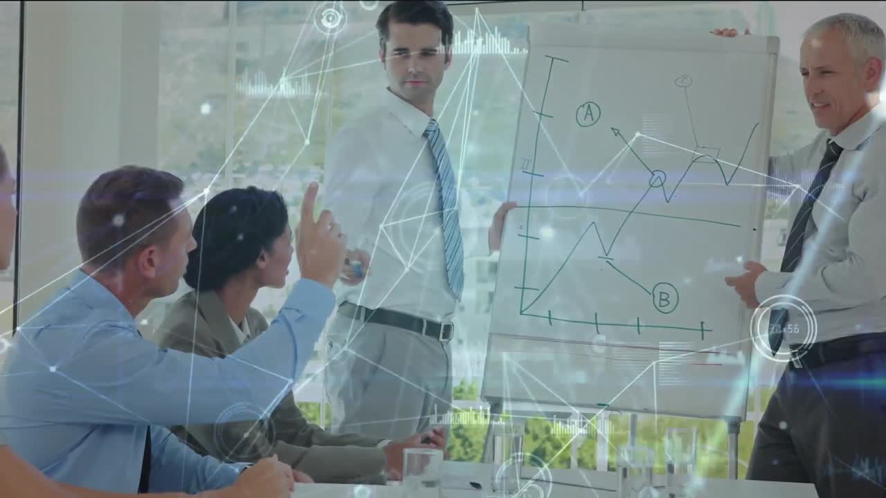 animación de la red de conexiones entre diversos empresarios