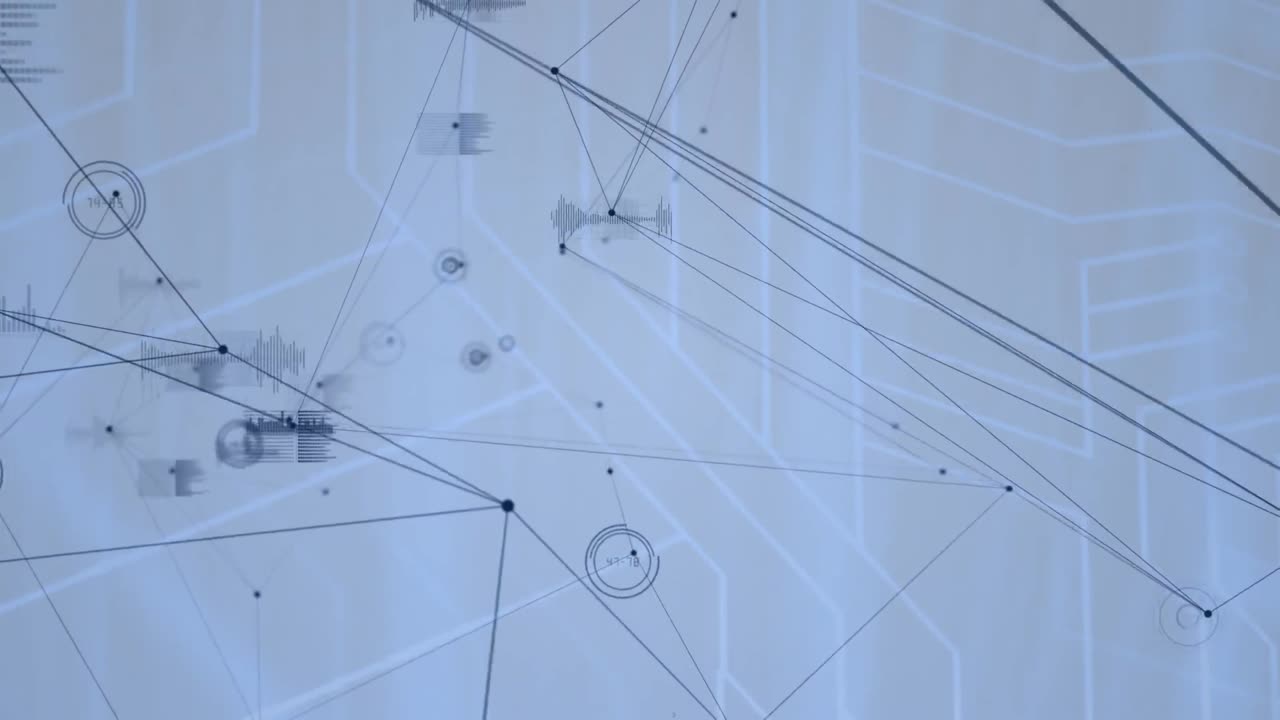 회색 배경에 있는 마이크로프로세서 연결에 대한 연결 네트워크의 디지털 애니메이션