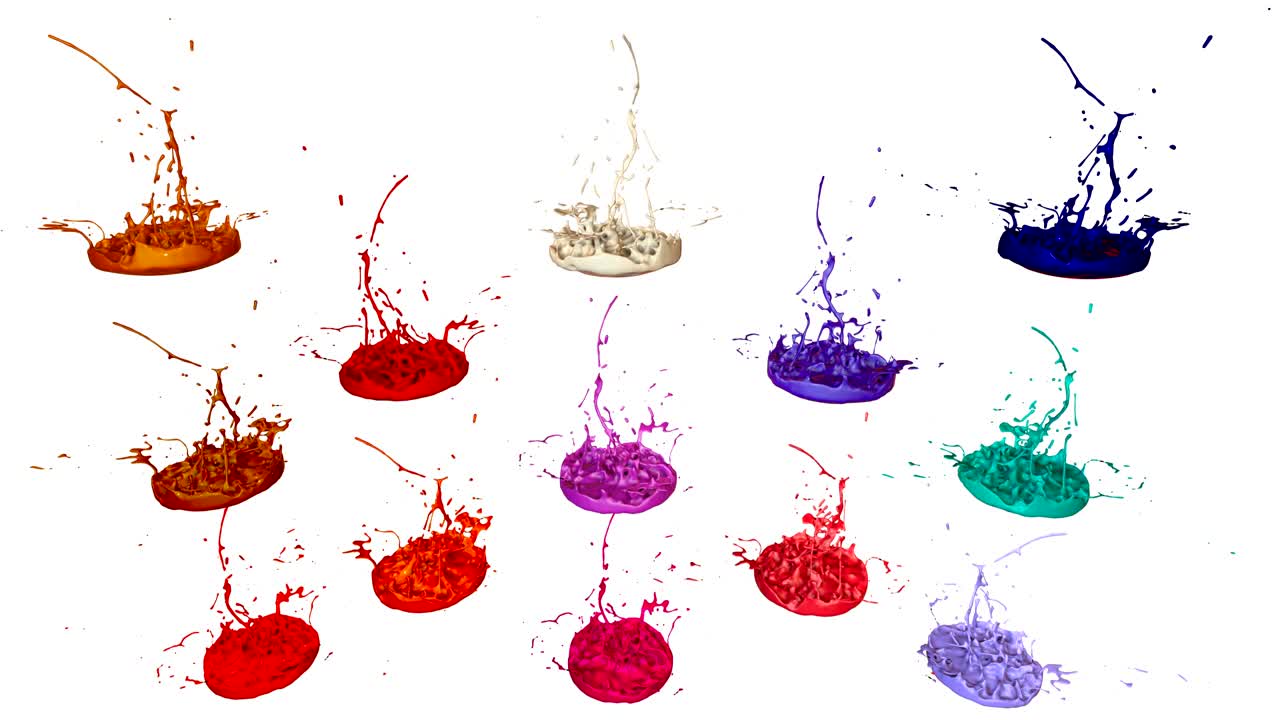 색 배경에 4k에서 페인트 춤의 3d 스플래시: 음악을 재생하는 음악 스피커에 잉크 스플래쉬의 시레이션