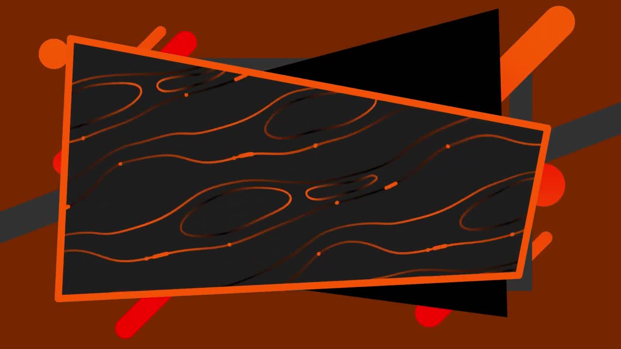 추상 위에 회색 직사각형 프레임에서 움직이는 액체 오렌지 색의 흐르는 스프레이의 애니메이션