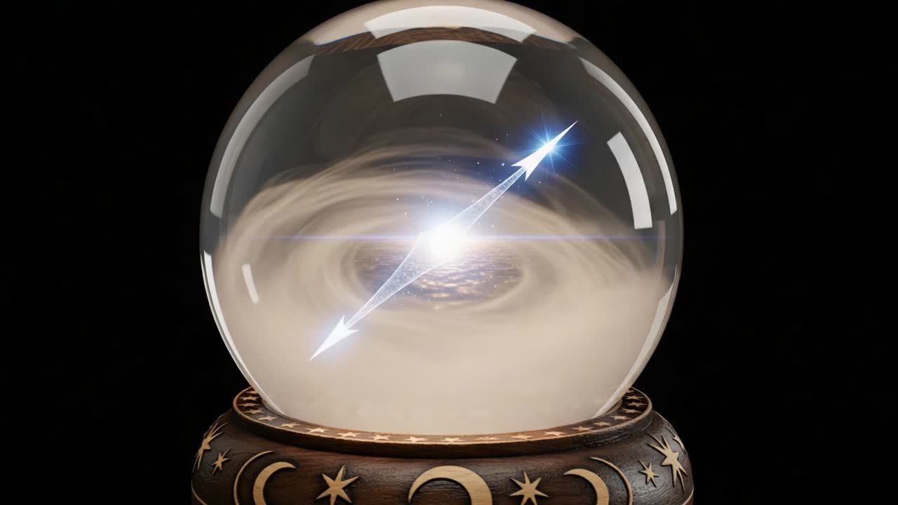 A Magical Crystal Ball Depicting Mystical Energy and Enigmatic Light Patterns, Capturing the Essence of Divination and Intrigue in Enchanted Surrealism