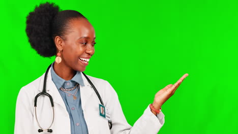 Choice,-show-and-face-of-female-doctor-on-green