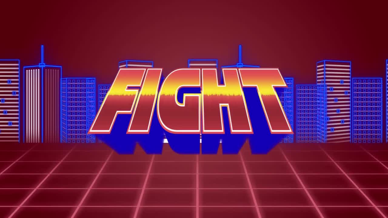 빨간색 공간에서 콘투르 도시를 시작하는 애니메이션