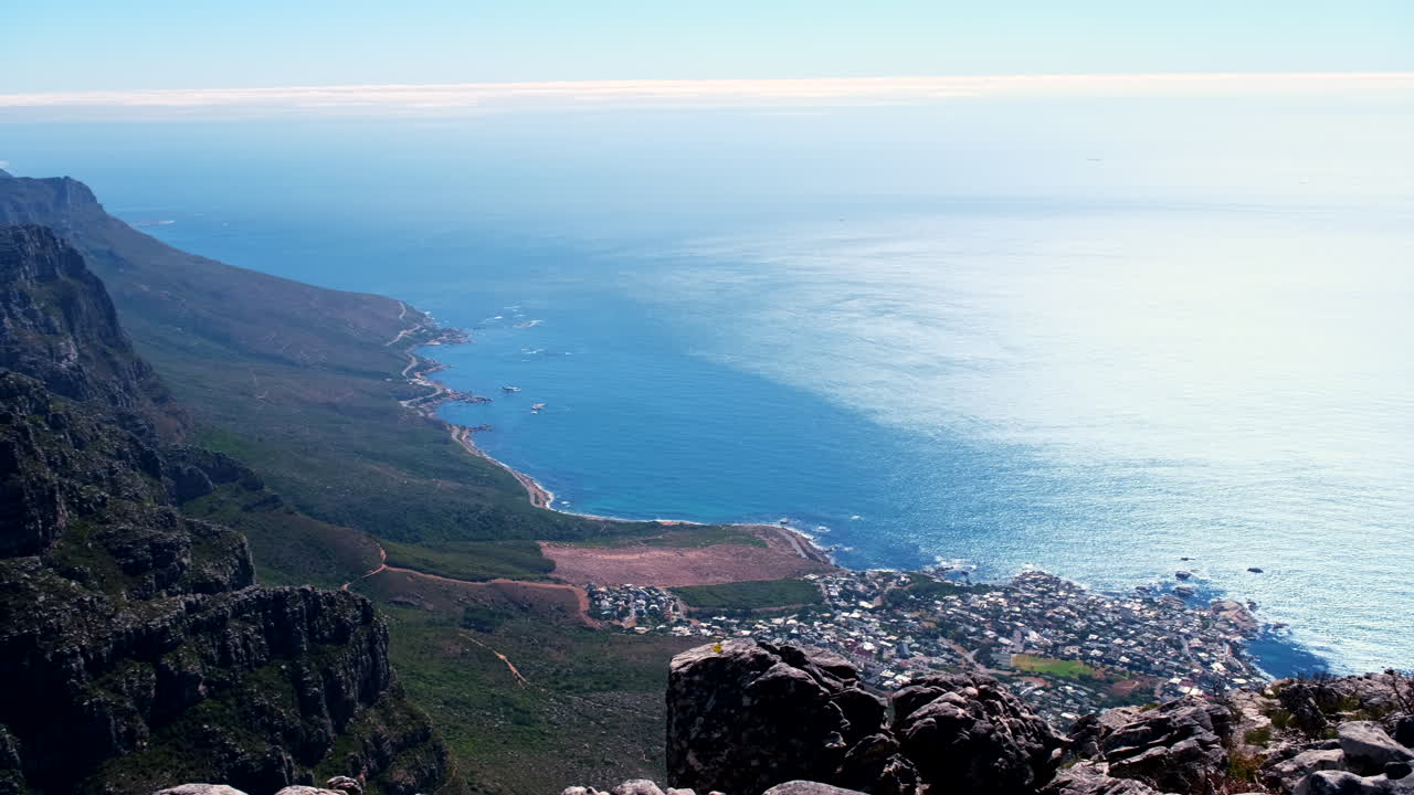 Scenic view from Table Mountain over twelve apostles and atlantic coastline