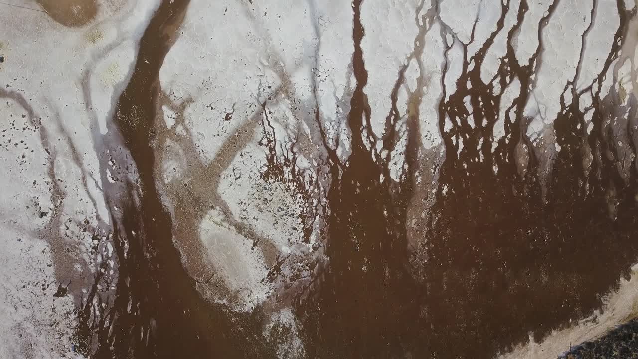 Birds eye view over the white and pink Lake Tyrrell, Victoria, Australia