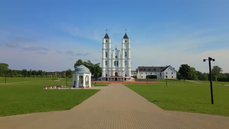 Entering-Basilica-of-the-Assumption-Aglona-though-the-gate-and-flying-up-1-of-2