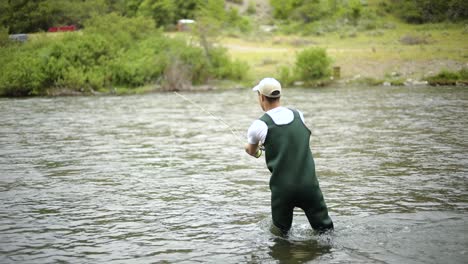 Foto-De-Un-Pescador-Caucásico-Que-Lanza-Su-Anzuelo-Mientras-Pesca-Con-Mosca