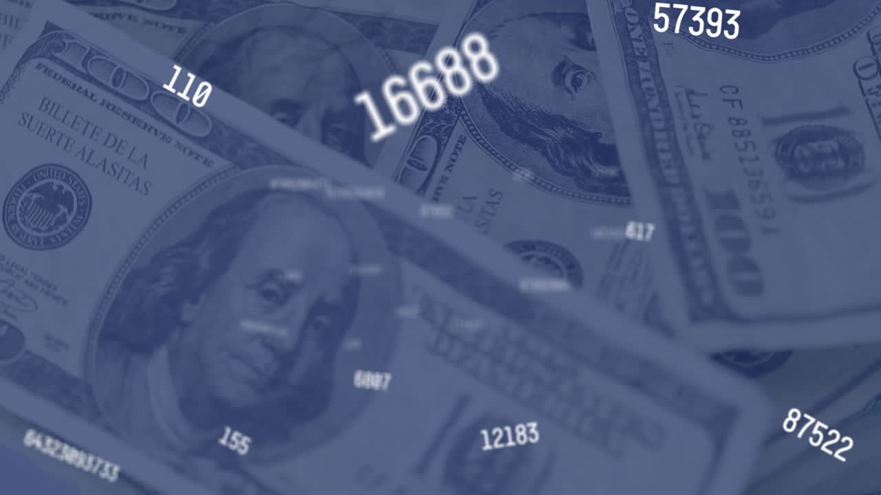 animación de números decrecientes sobre dólares