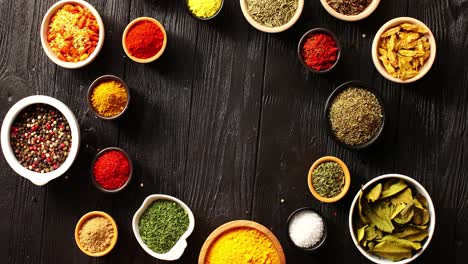 bowls with different colorful spices