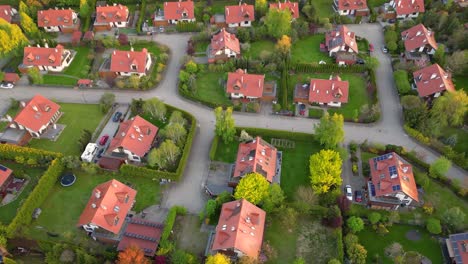 aerial view of residential houses at spring