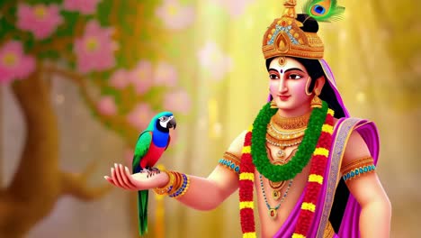 lord krishna with parrot