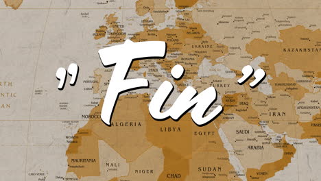 fins sign and world map