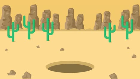 el hombre de negocios cae en el agujero. el fondo del desierto. el concepto de riesgo. ilustración de bucle en estilo plano.