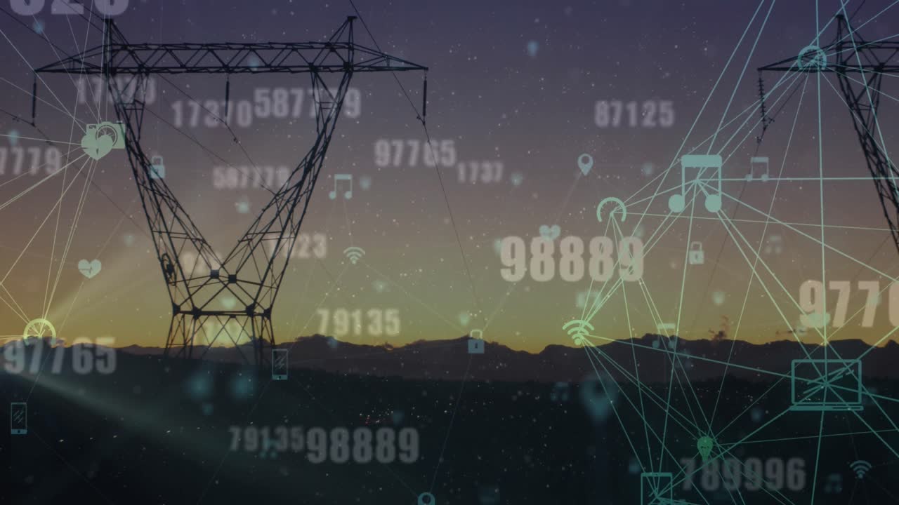 파일론 위의 아이콘으로 데이터 처리의 애니메이션