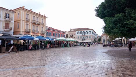 a lively town square in greece