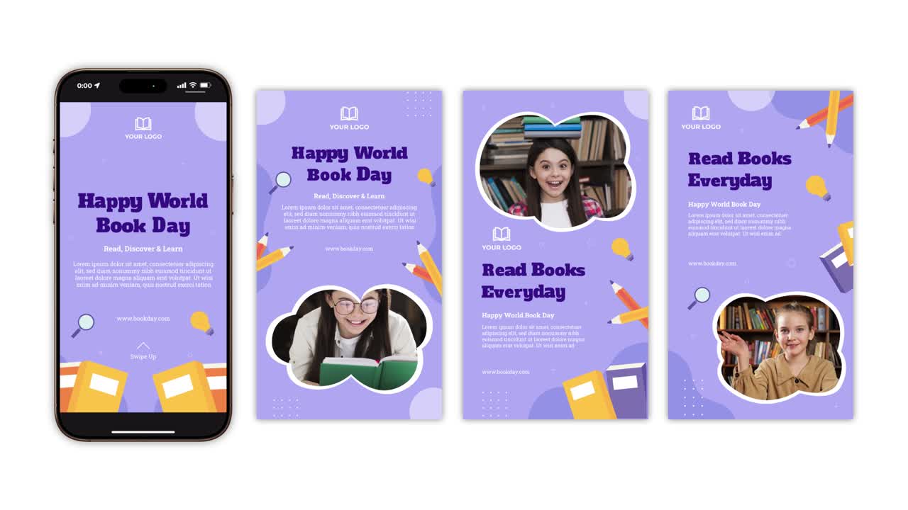 Images of World Book Day themed designs