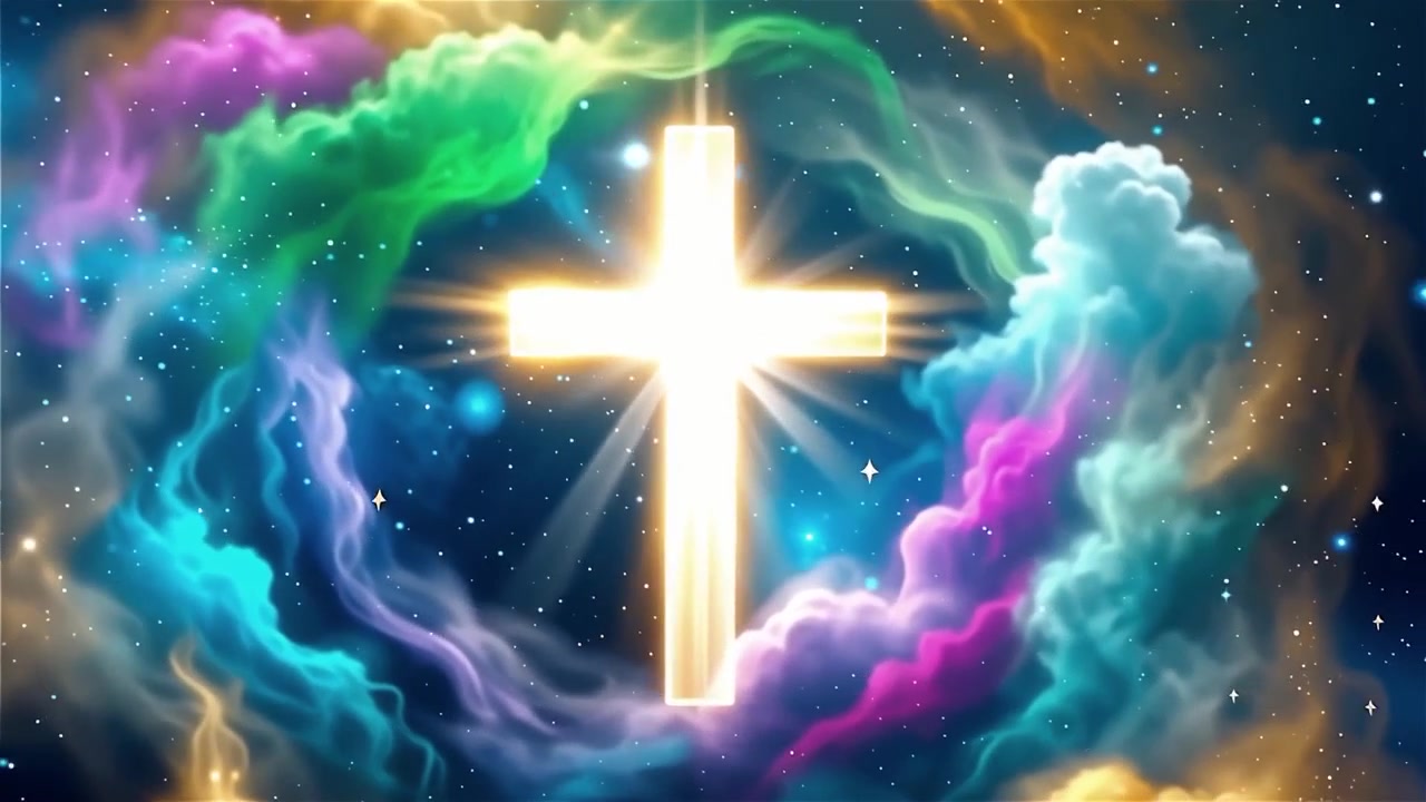 Christian Cross Heavenly Light Worship Background