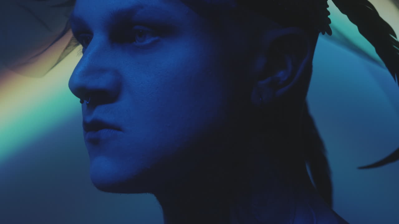 Man Taking off Black Gothic Veil