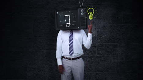 businessman with tv on his head