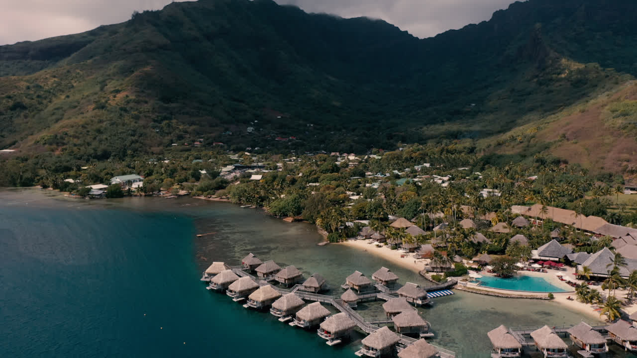 타히티 무레아 섬 해변 드론 영상