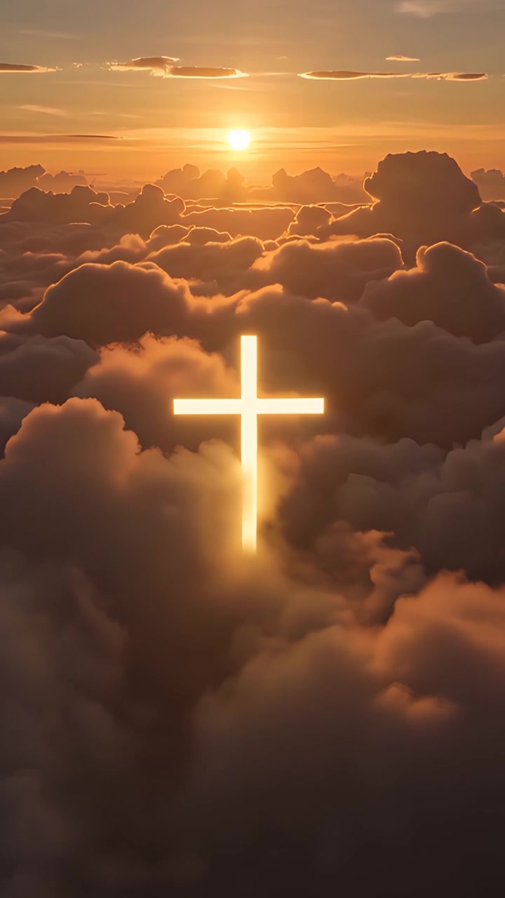Sfondo per Adorazione 4K: Croce Cristiana e Luce Celeste
