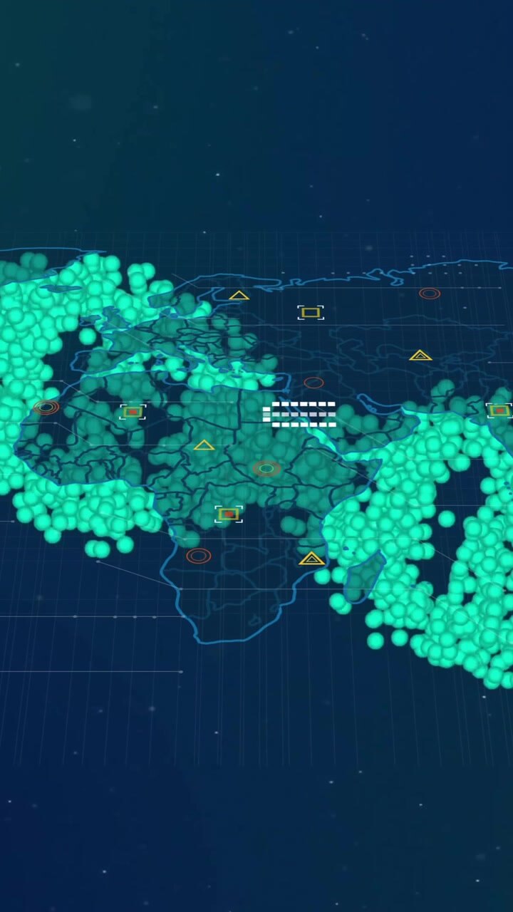 Animation of dna strand over data processing and world map