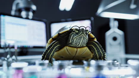científico de tortugas en un laboratorio