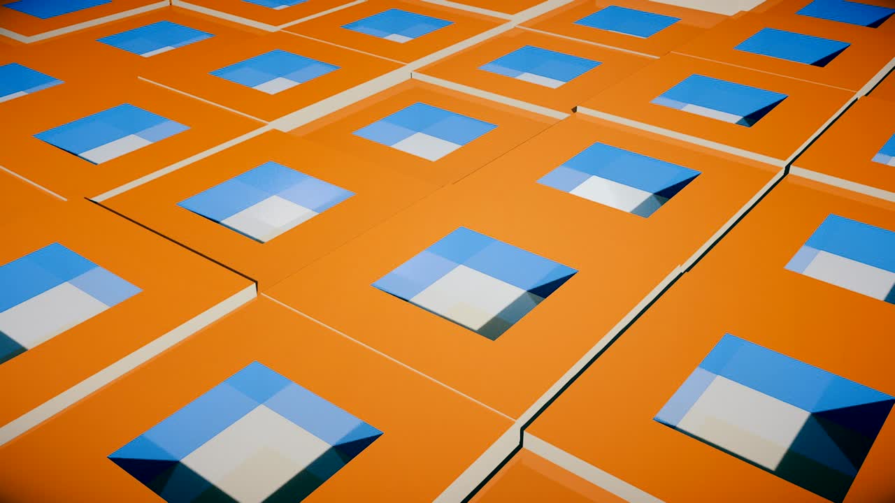 campo de cubos de color naranja brillante