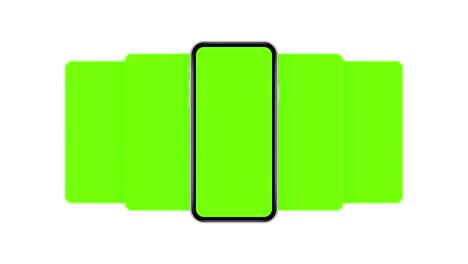 mobile phone with blank green sliding app screens