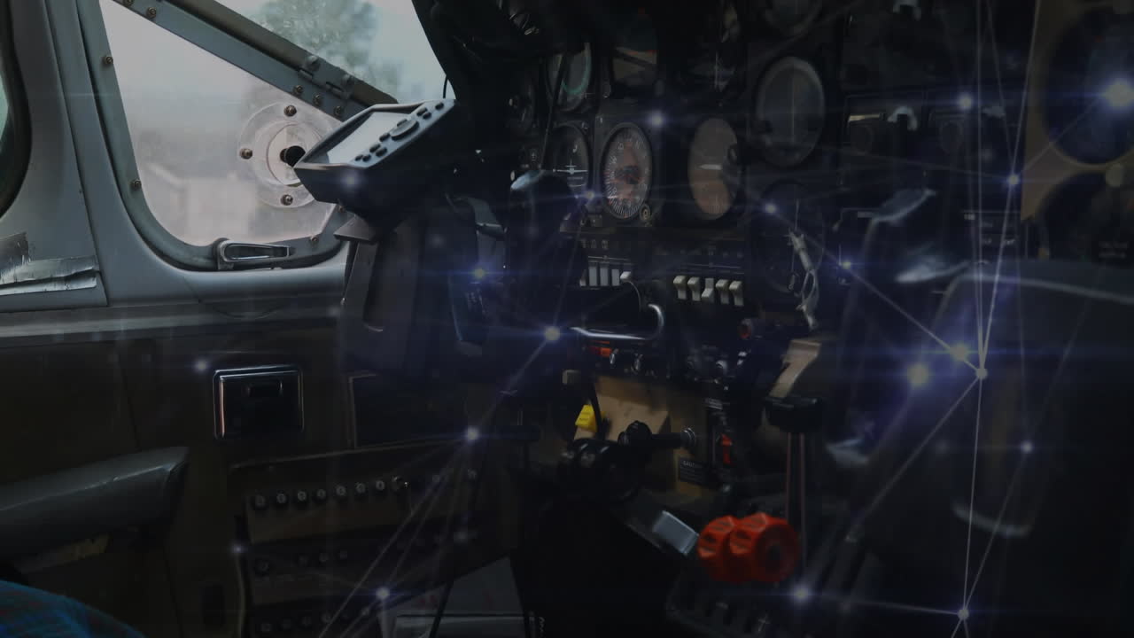 비행기 위의 연결 네트워크의 애니메이션