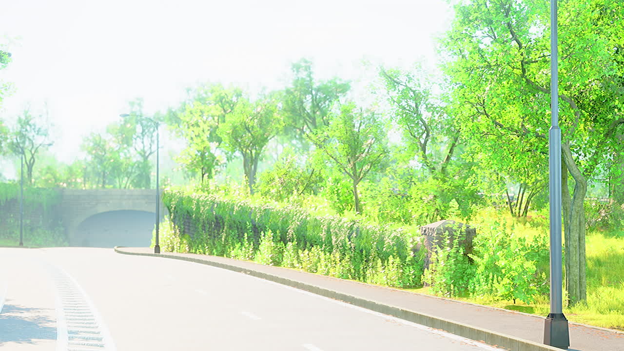 빈 도로 와 유럽 의 아침 빛 을 가진 도시 거리