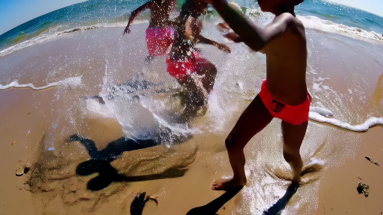 niños jugando en la playa