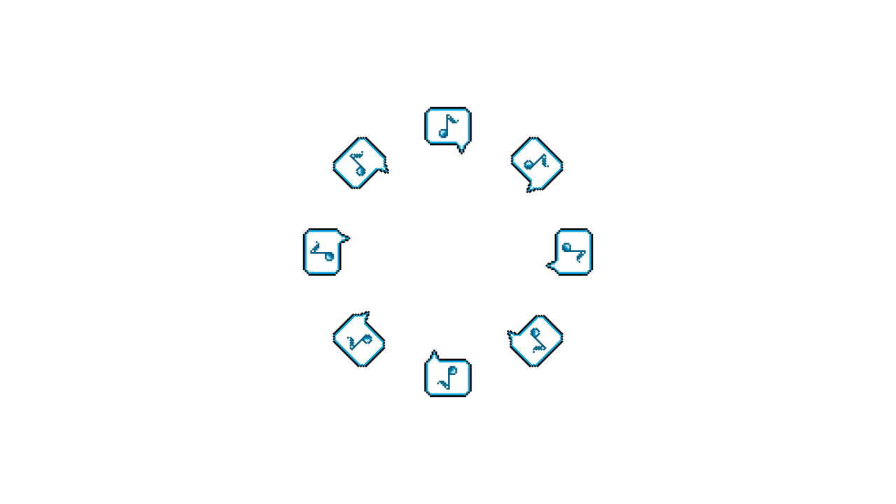 Pixel Art Speech bubble Eighth note Spinning Circle Animated Overlay Transparent 30fps (2)