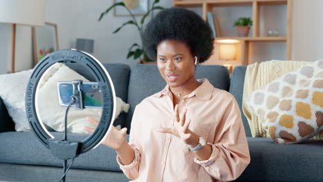 woman vlogging with ring light