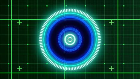 animation of illuminated circles over grid pattern against abstract background