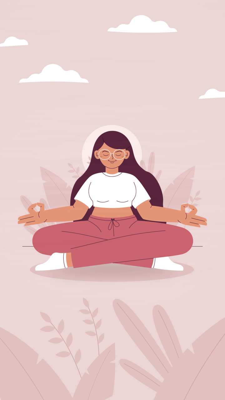 En animation af en illustration af organisk flade mennesker, der mediterer
