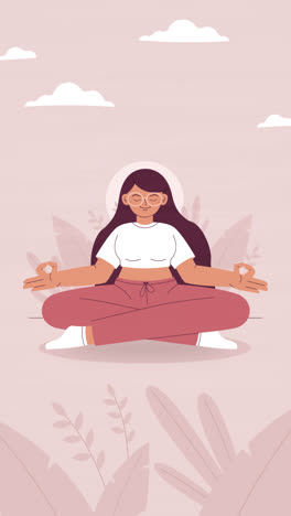 Eine-Animation-Einer-Organischen,-Flachen-Menschen-Meditationsillustration