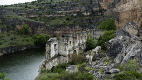 duraton river surrounded with high gorges in hoces del rio duraton natural park in spain